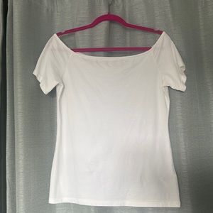 White off the shoulder t shirt